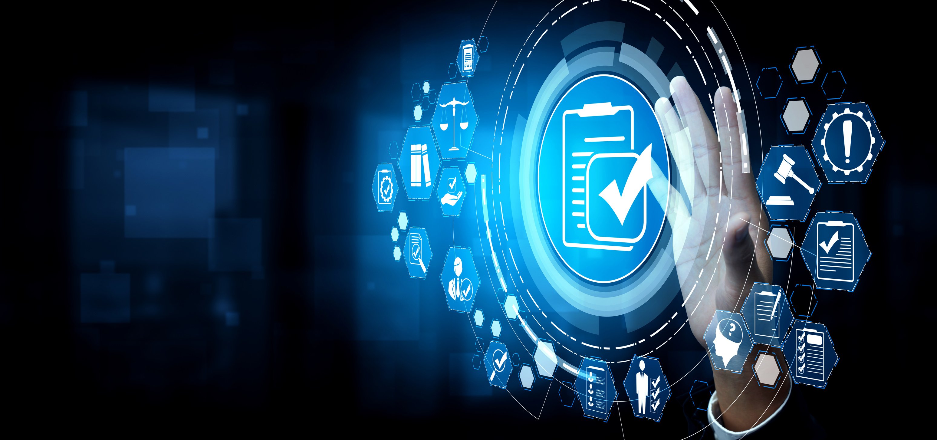 Compliance rule law and regulation graphic interface for business quality policy